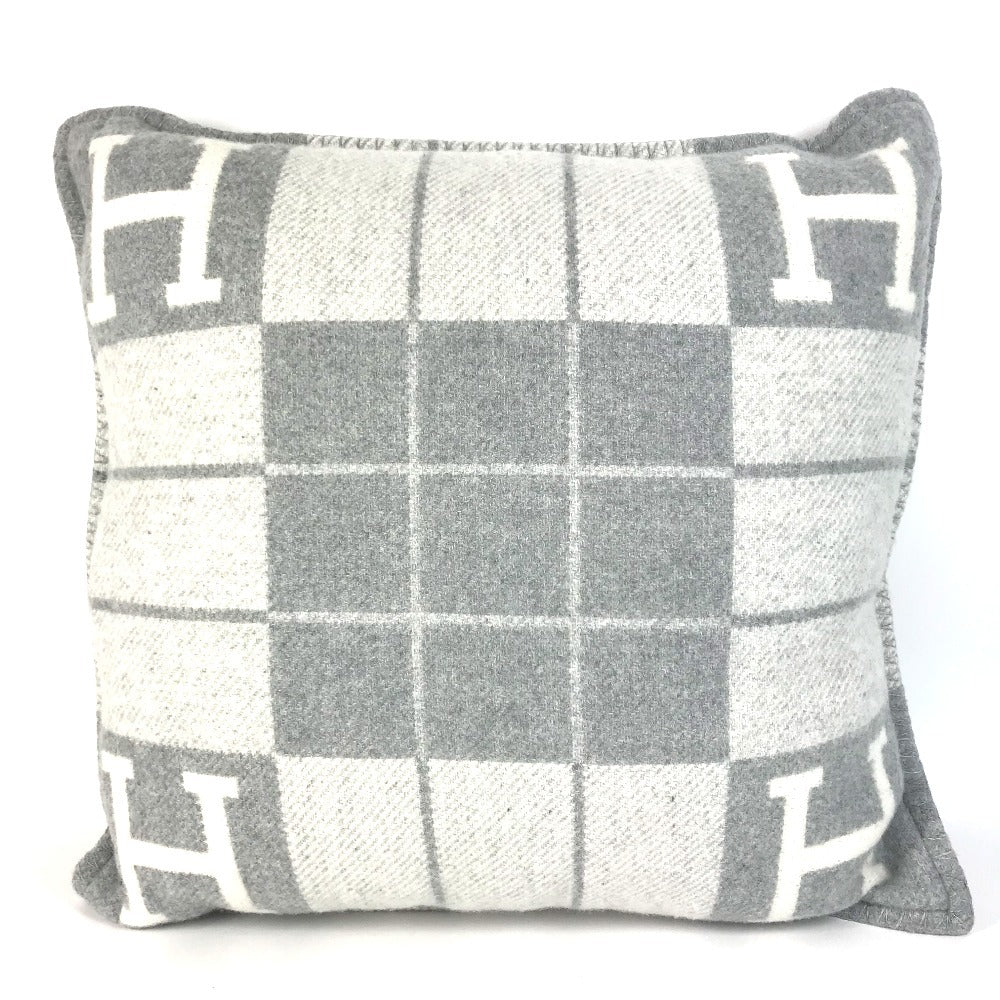 HERMES Square square Cushion "Avalon III" PM interior pillow pillow cushion Wool / Cashmere gray Used