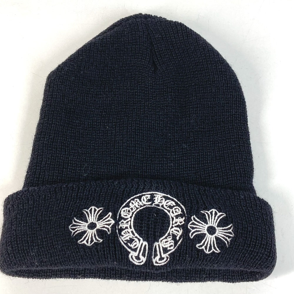 CHROME HEARTS horseshoe logo beanie hat knit hat knit cap Knit hat wool Black/White Used
