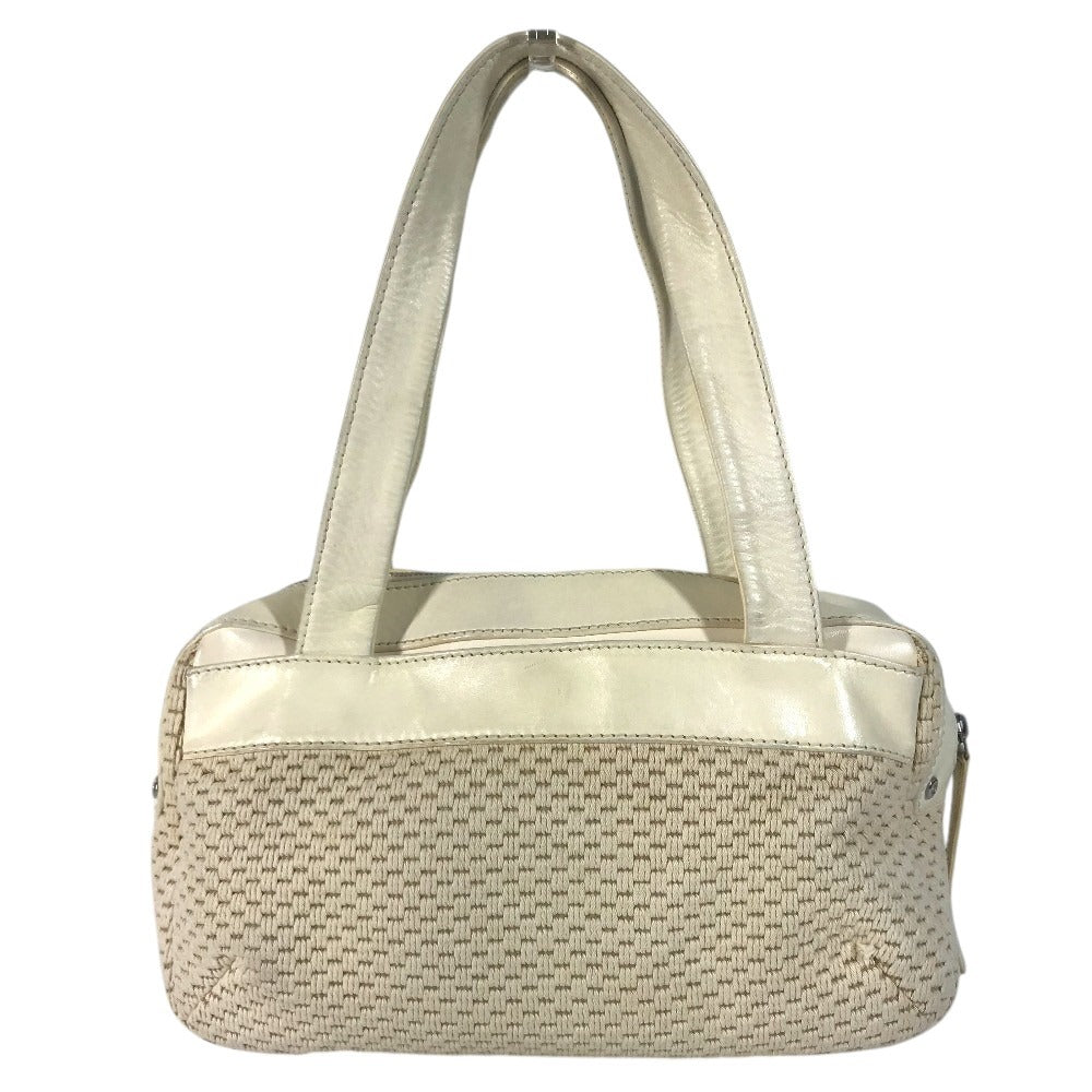 CHANEL logo Hand Bag Shoulder Bag Leather/Canvas Beige/IvoryBased Used
