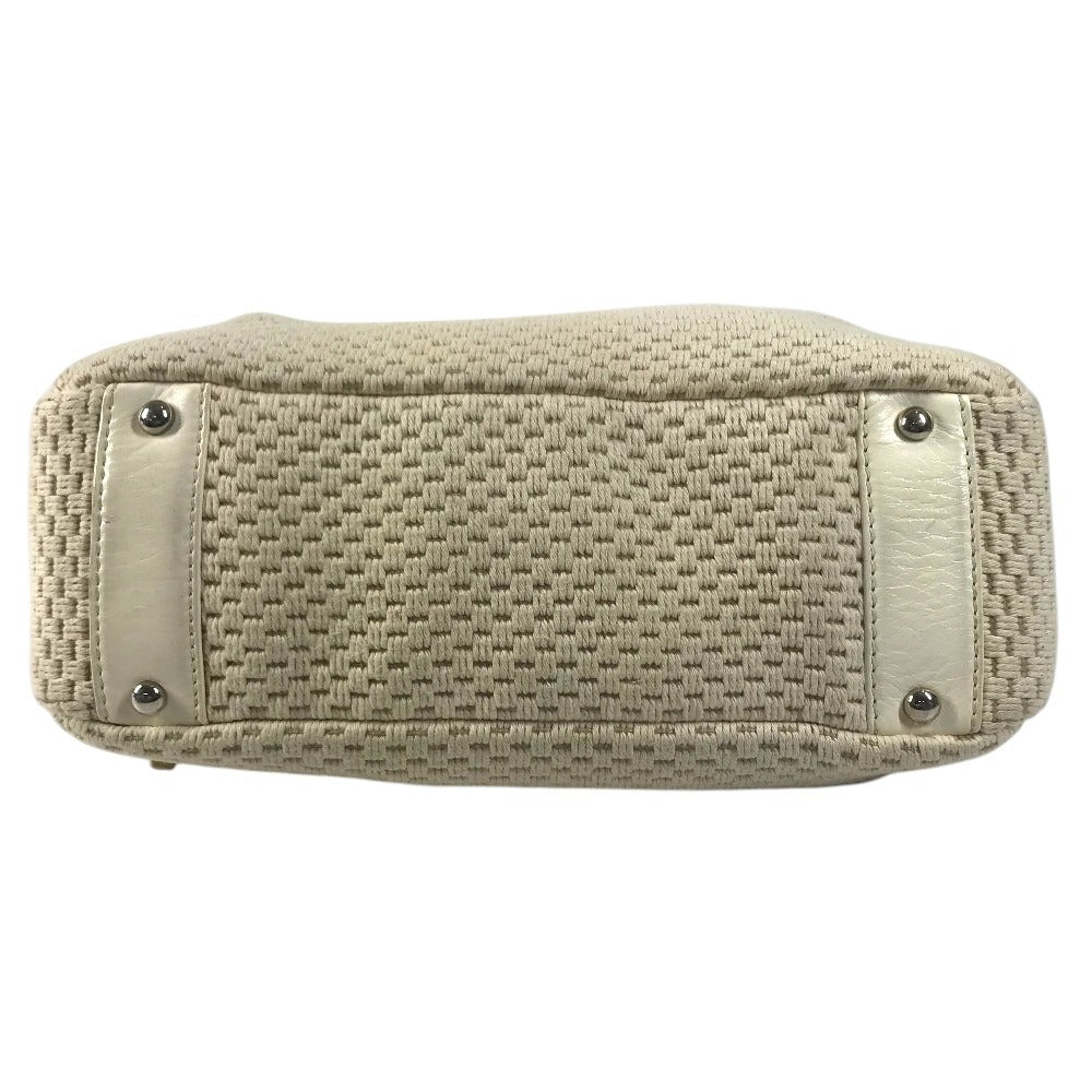 CHANEL logo Hand Bag Shoulder Bag Leather/Canvas Beige/IvoryBased Used