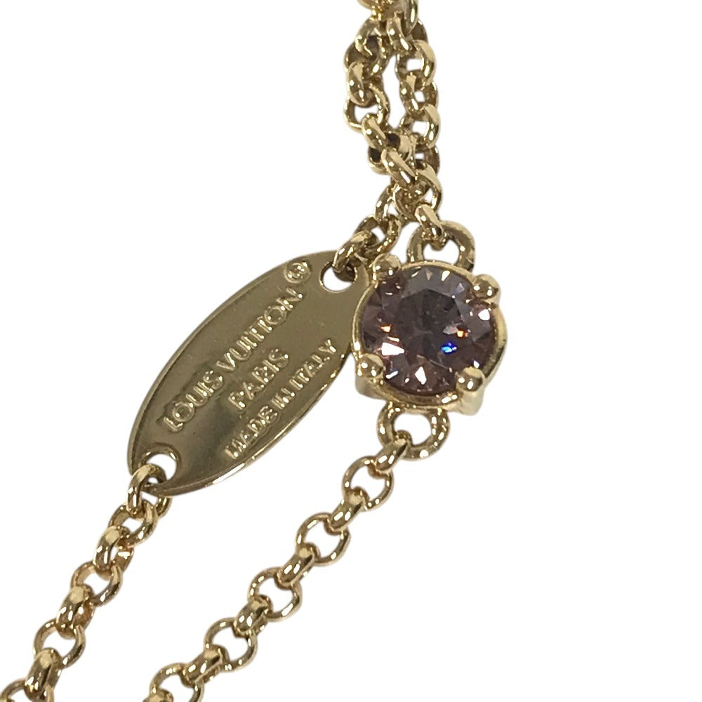 LOUIS VUITTON M1683A Bangle accessory, double strand Lady LV Metal Strass Faux Pearl Rhinestone Chain Bracelet Metal Gold Used