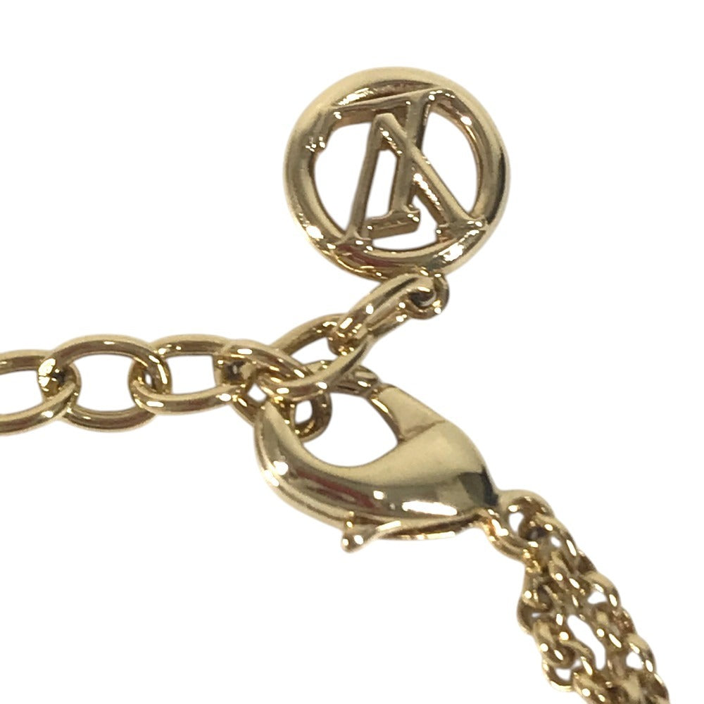 LOUIS VUITTON M1683A Bangle accessory, double strand Lady LV Metal Strass Faux Pearl Rhinestone Chain Bracelet Metal Gold Used