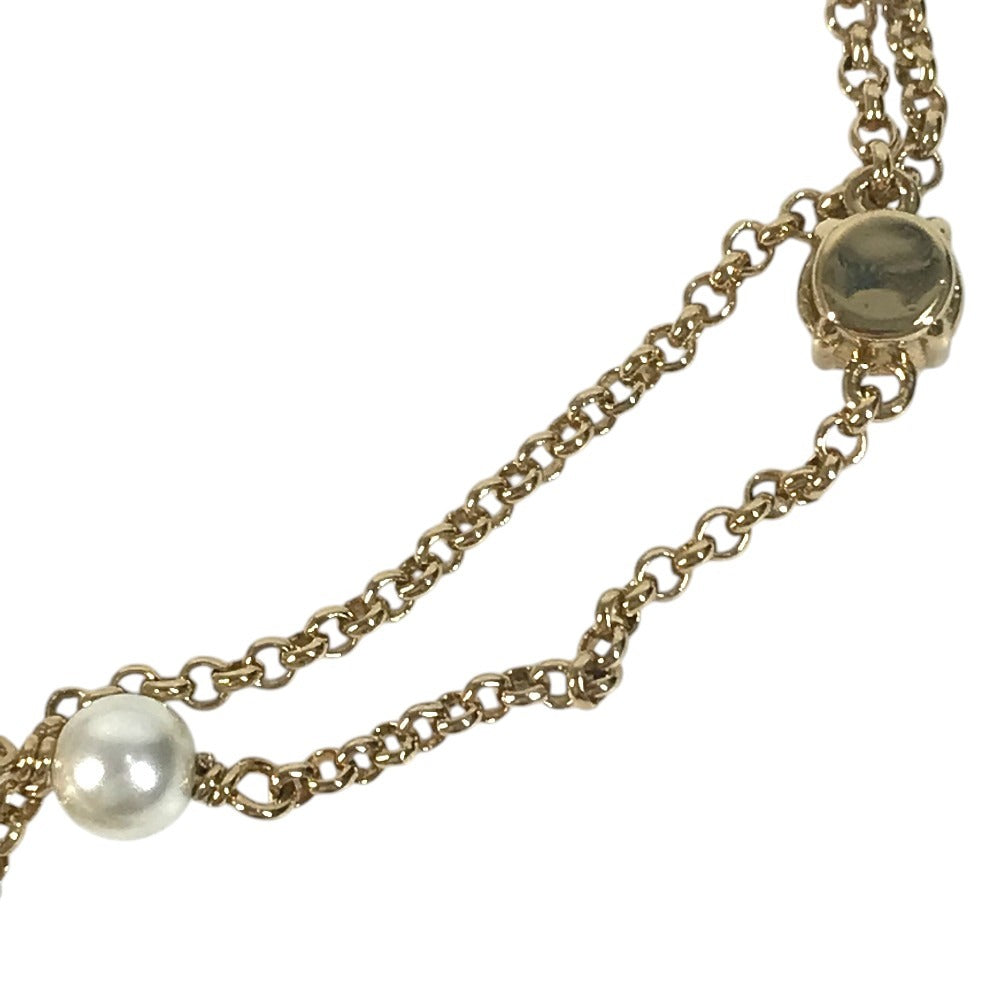 LOUIS VUITTON M1683A Bangle accessory, double strand Lady LV Metal Strass Faux Pearl Rhinestone Chain Bracelet Metal Gold Used