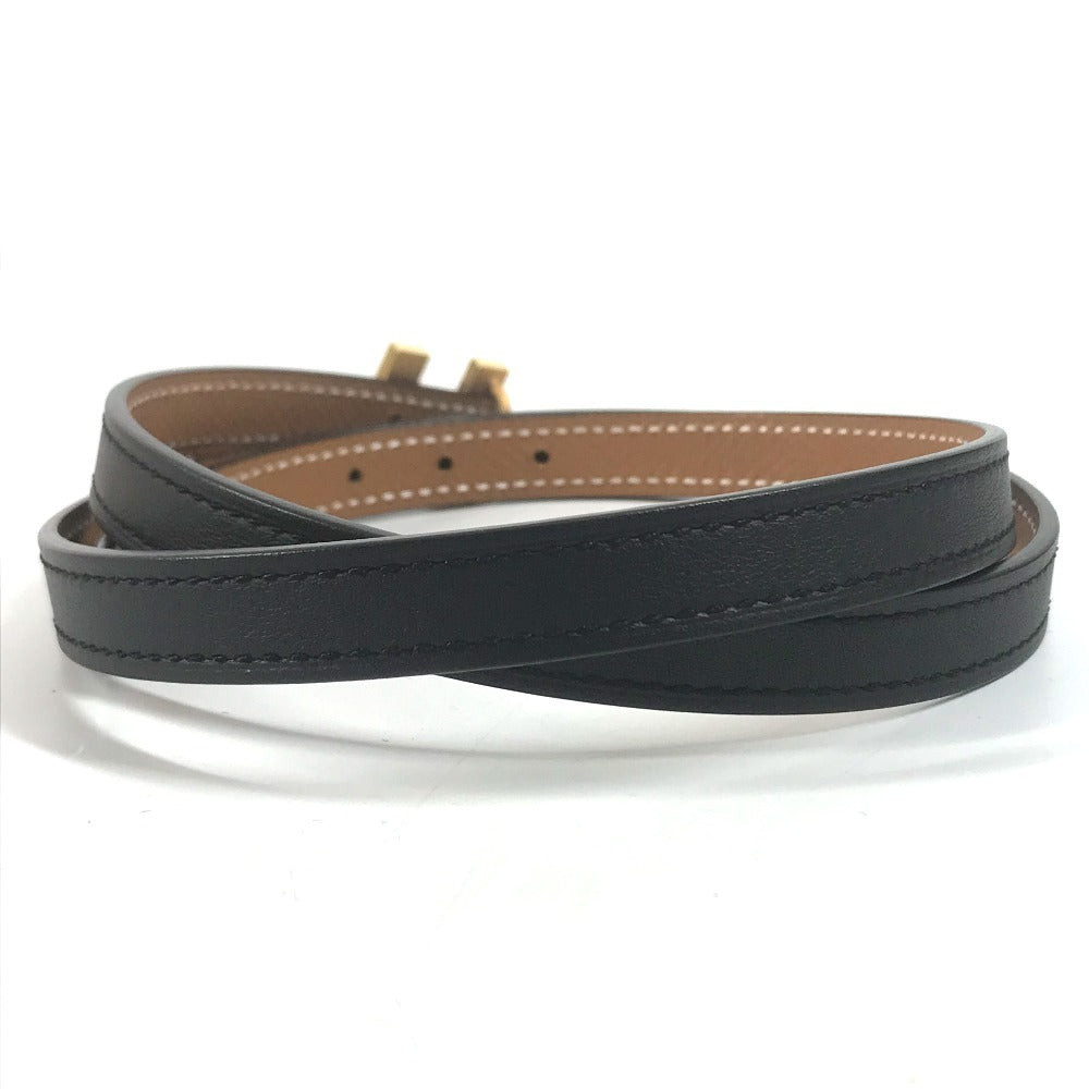 HERMES Thin belt Mini H Kelly Belt Leather belt belt Epsom / Swift Black/GoldHardware Used