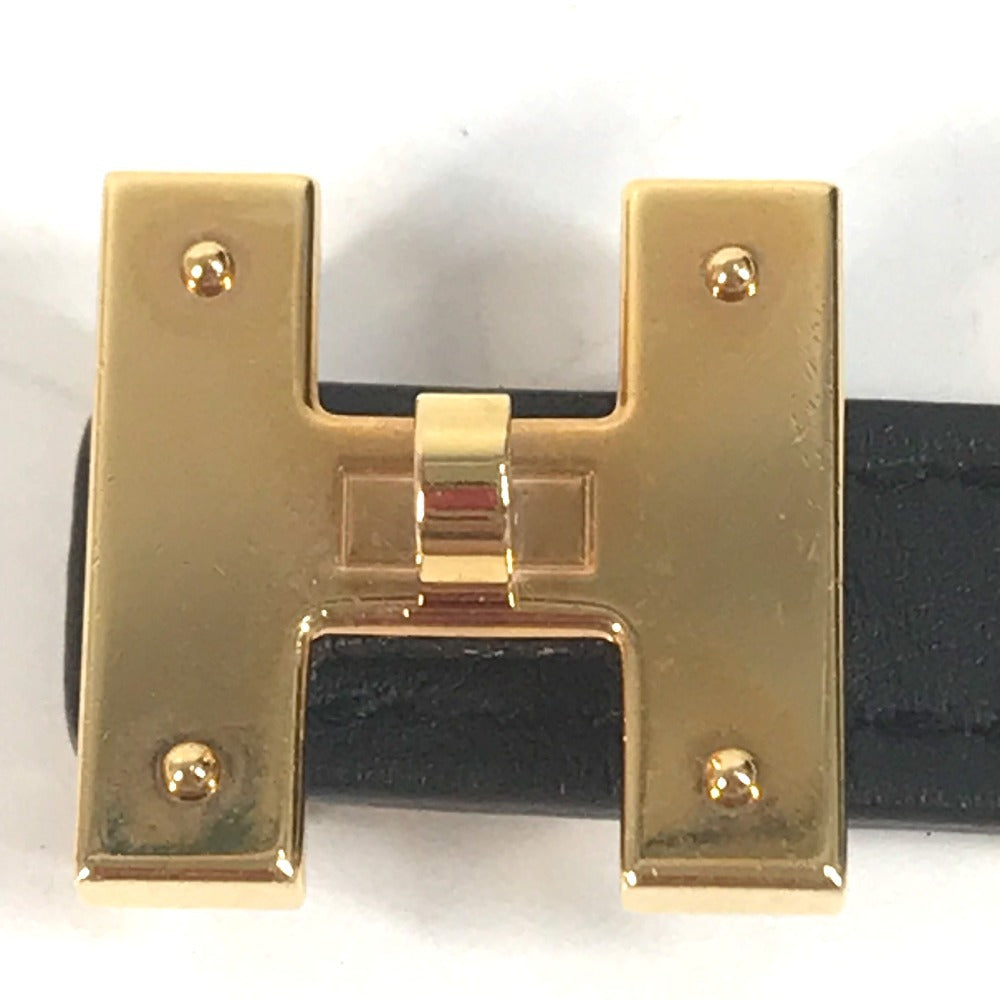 HERMES Thin belt Mini H Kelly Belt Leather belt belt Epsom / Swift Black/GoldHardware Used