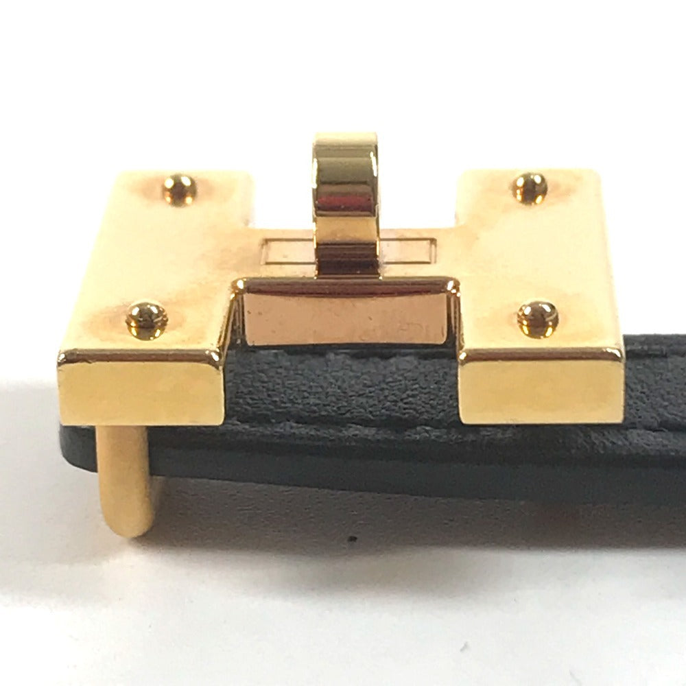 HERMES Thin belt Mini H Kelly Belt Leather belt belt Epsom / Swift Black/GoldHardware Used