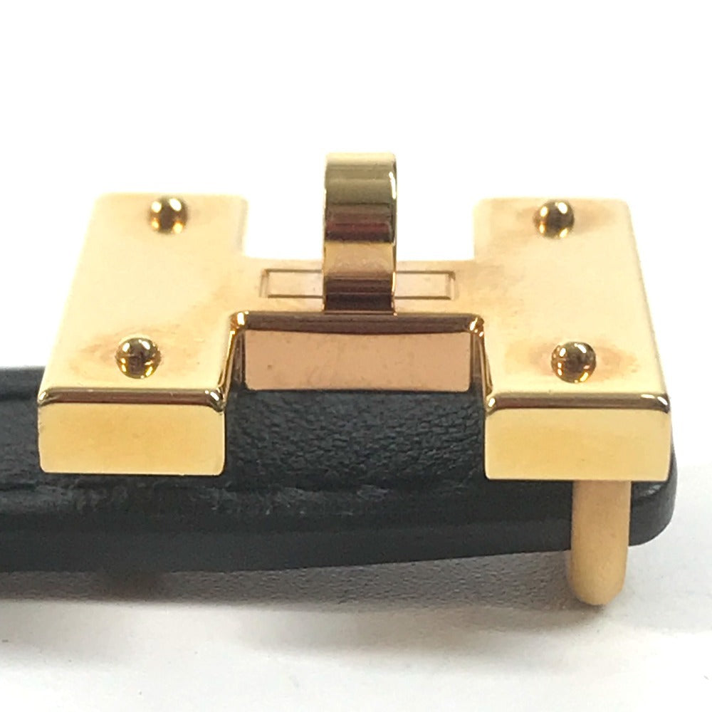 HERMES Thin belt Mini H Kelly Belt Leather belt belt Epsom / Swift Black/GoldHardware Used