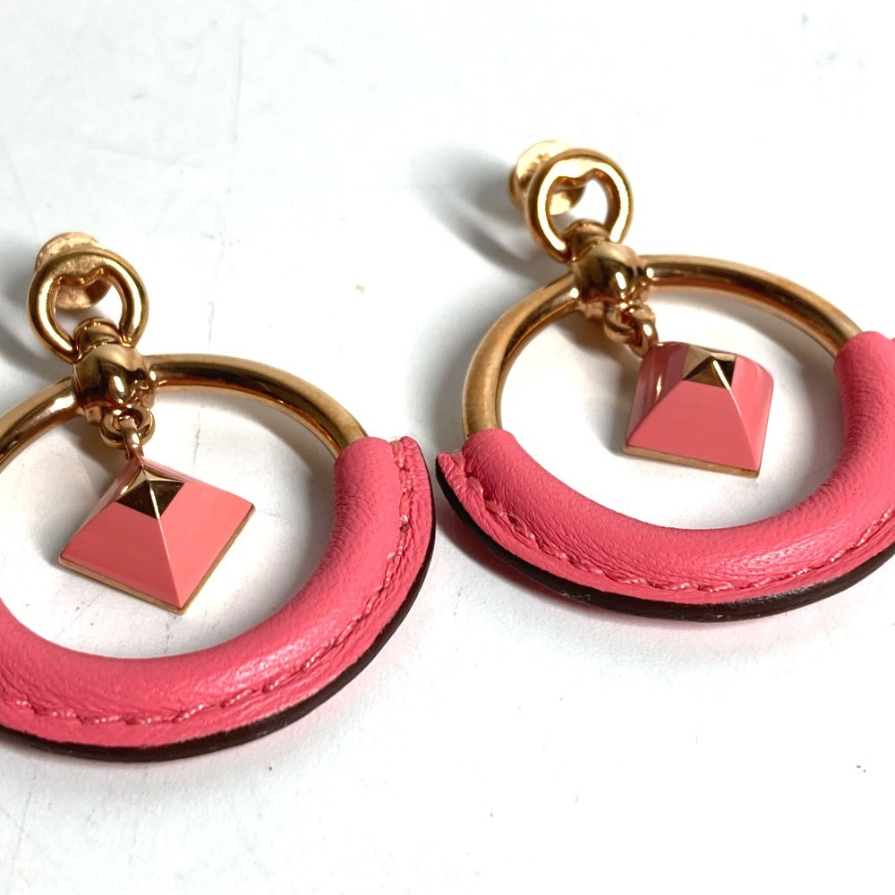 HERMES Loop Medor Pierce PM Accessory Jewelry Pierce Leather / Metal pink Used
