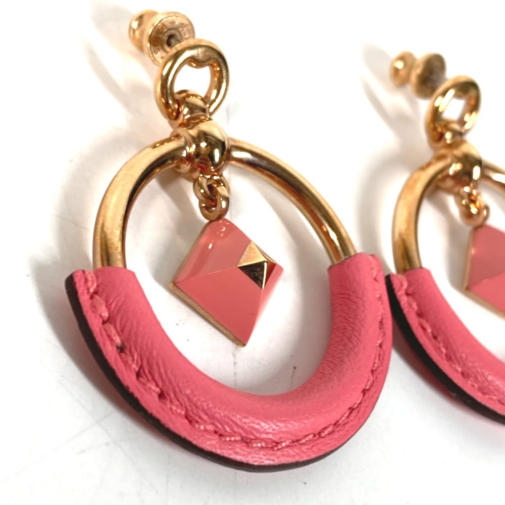 HERMES Loop Medor Pierce PM Accessory Jewelry Pierce Leather / Metal pink Used