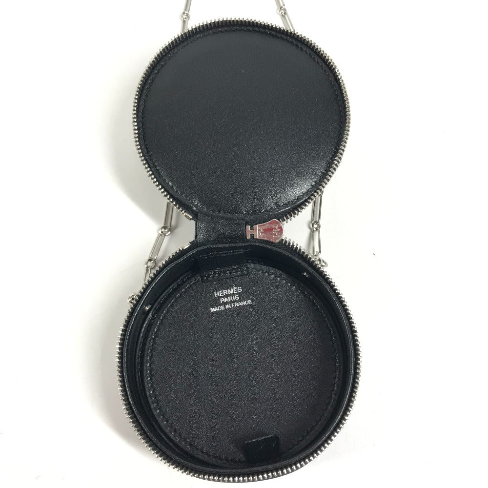 HERMES Villandry Micro Crossbody Chain Bag, Pochette Mini Necklace, Mirror Shoulder Bag Swift Black/SilverHardware Used