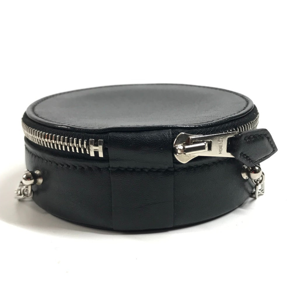 HERMES Villandry Micro Crossbody Chain Bag, Pochette Mini Necklace, Mirror Shoulder Bag Swift Black/SilverHardware Used