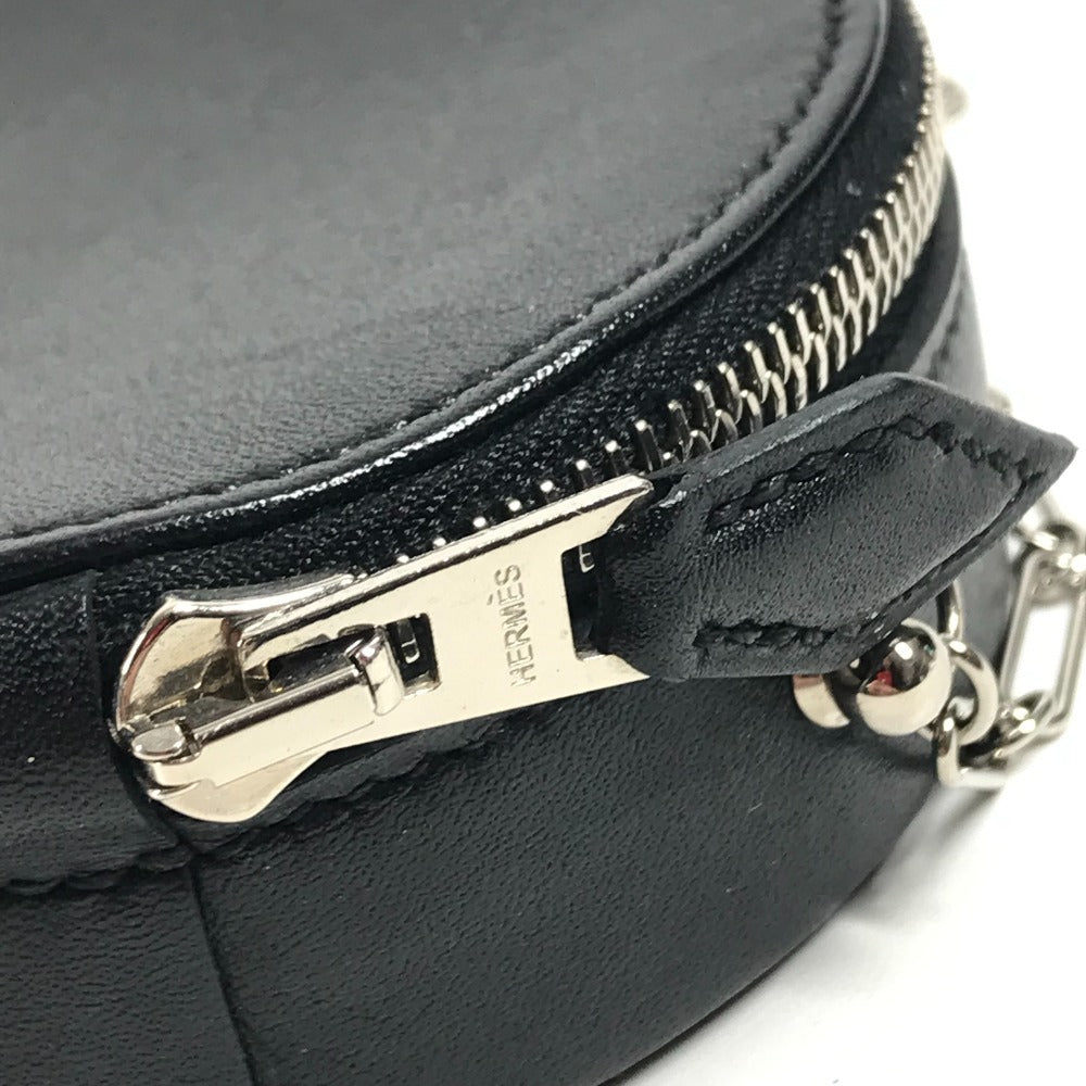 HERMES Villandry Micro Crossbody Chain Bag, Pochette Mini Necklace, Mirror Shoulder Bag Swift Black/SilverHardware Used