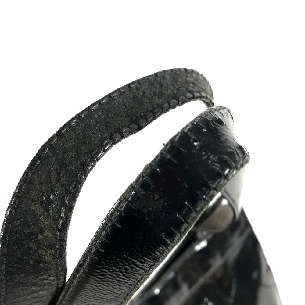 CHANEL vintage Punched logo Camellia flower Shoulder bag, Tote bag, Hand bag Shoulder Bag Patent Leather Black Used