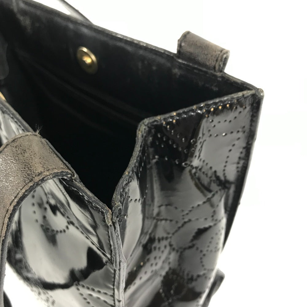 CHANEL vintage Punched logo Camellia flower Shoulder bag, Tote bag, Hand bag Shoulder Bag Patent Leather Black Used