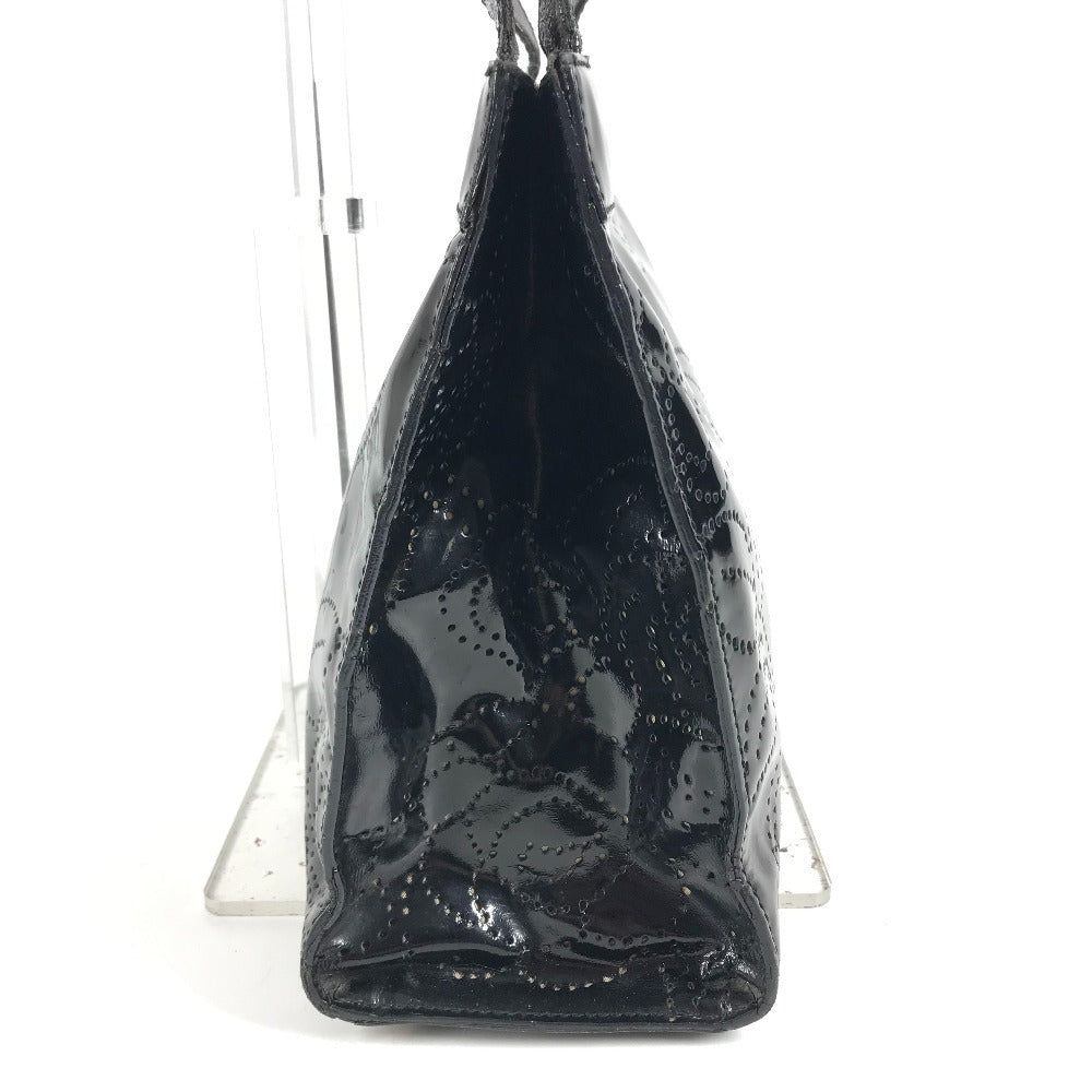 CHANEL vintage Punched logo Camellia flower Shoulder bag, Tote bag, Hand bag Shoulder Bag Patent Leather Black Used