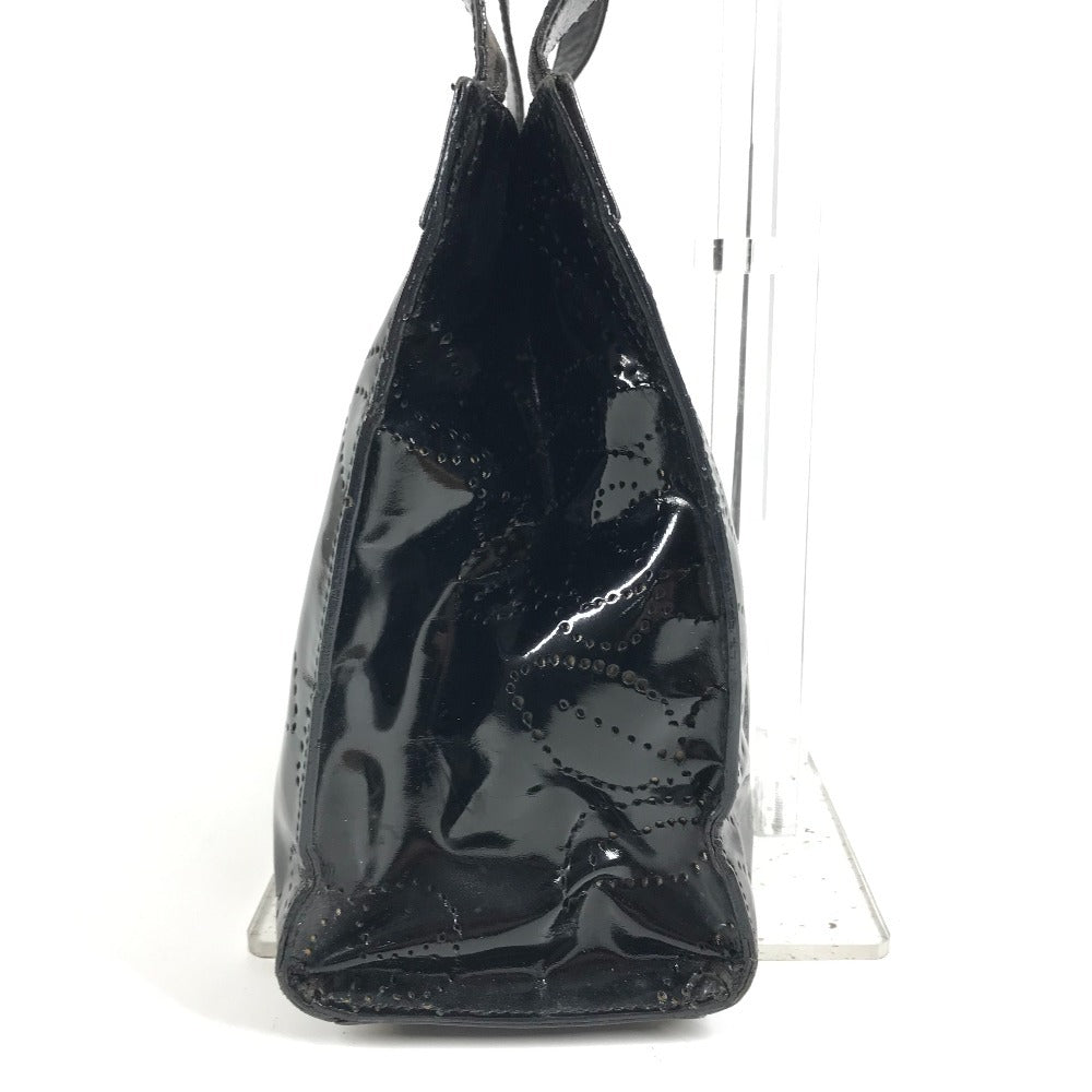 CHANEL vintage Punched logo Camellia flower Shoulder bag, Tote bag, Hand bag Shoulder Bag Patent Leather Black Used