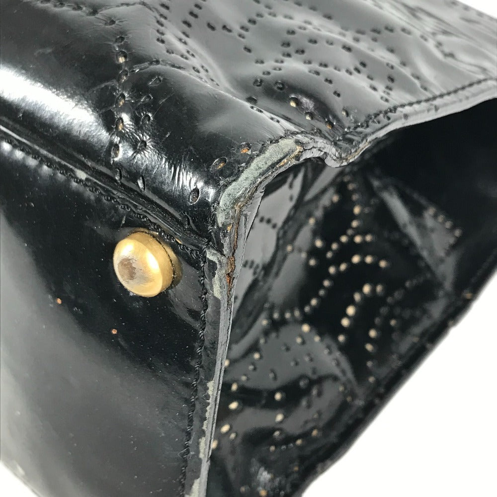CHANEL vintage Punched logo Camellia flower Shoulder bag, Tote bag, Hand bag Shoulder Bag Patent Leather Black Used