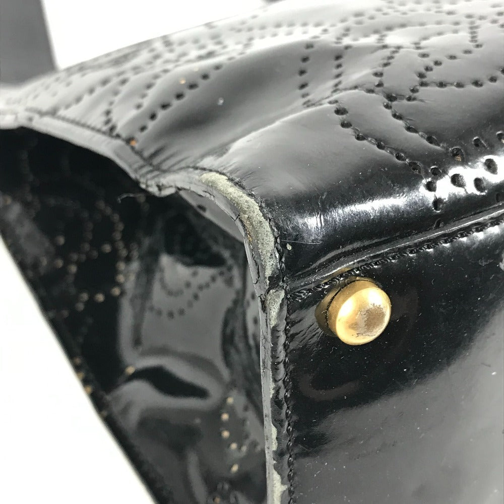 CHANEL vintage Punched logo Camellia flower Shoulder bag, Tote bag, Hand bag Shoulder Bag Patent Leather Black Used