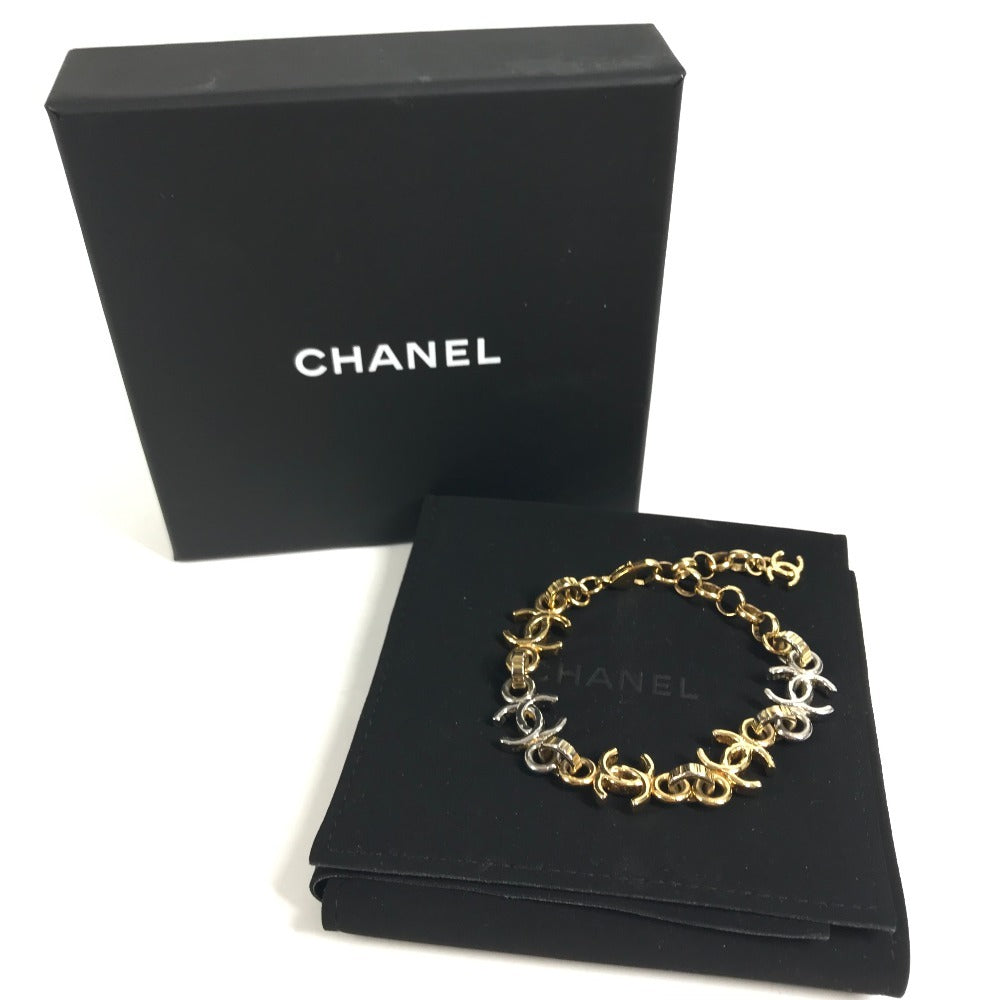 CHANEL B26P CC CC Mark Chain Bracelet Bicolor Accessories Bracelet Metal Gold/Silver Used