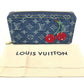 LOUIS VUITTON M23161 Murakami Takashi collaboration Monogram Denim Cherry LV x TM Zippy Wallet Long Wallet Zip Around Wallet Long Wallet Monogram Denim Canvas blue Used