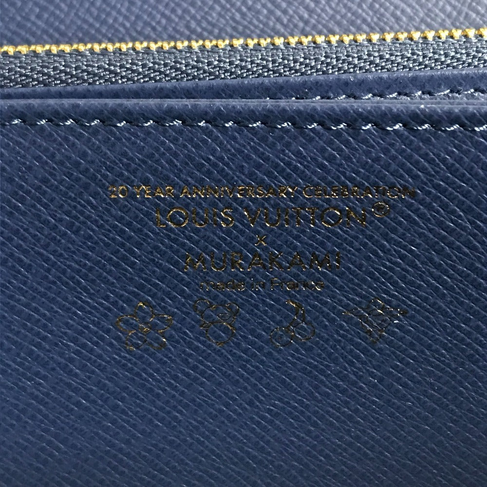 LOUIS VUITTON M23161 Murakami Takashi collaboration Monogram Denim Cherry LV x TM Zippy Wallet Long Wallet Zip Around Wallet Long Wallet Monogram Denim Canvas blue Used