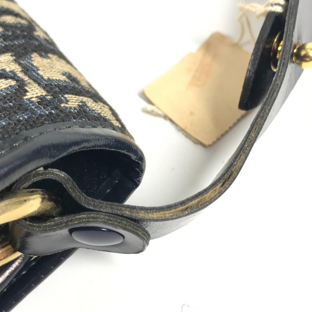 Dior vintage Trotter Logo CD Shoulder bag, flap bag, hand bag Shoulder Bag Leather/Canvas Navy Used