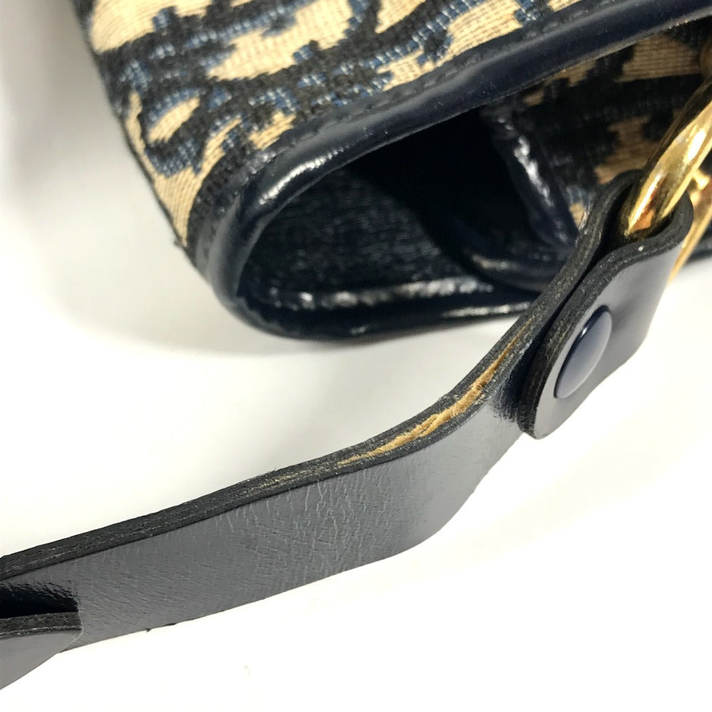Dior vintage Trotter Logo CD Shoulder bag, flap bag, hand bag Shoulder Bag Leather/Canvas Navy Used