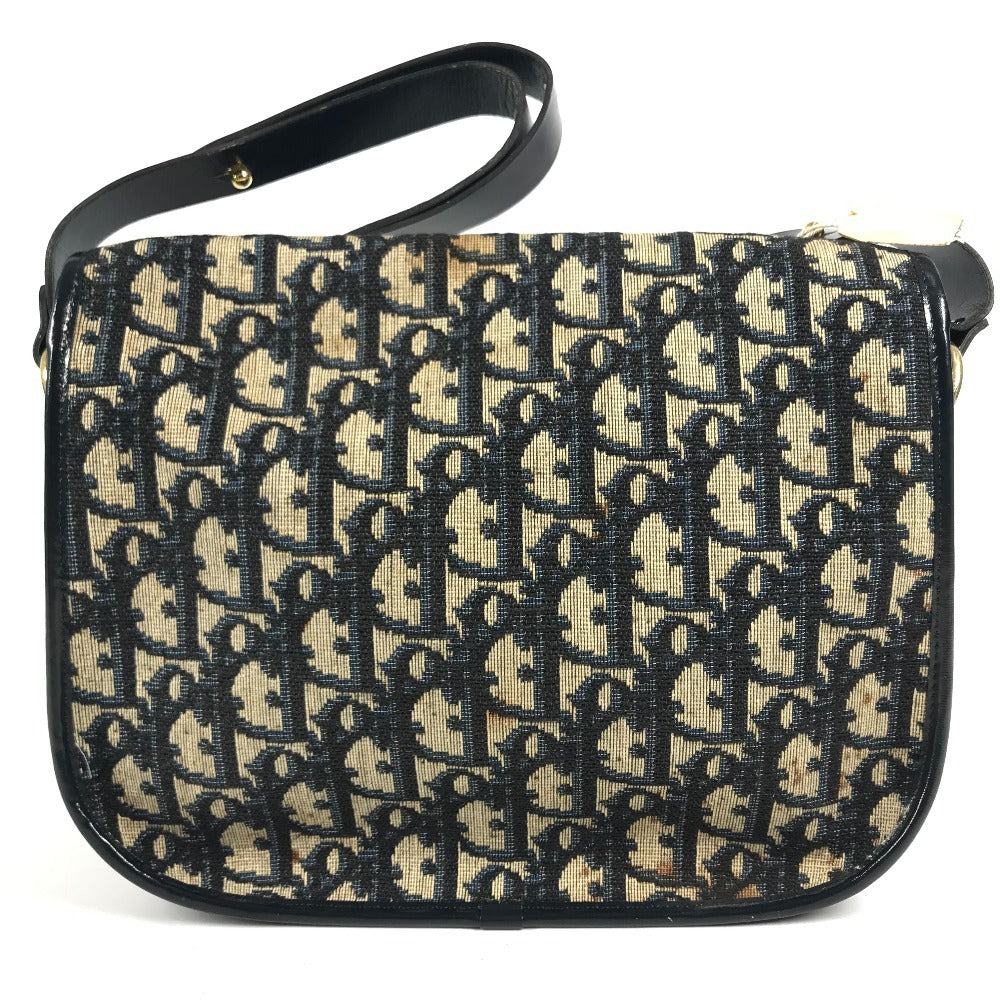 Dior vintage Trotter Logo CD Shoulder bag, flap bag, hand bag Shoulder Bag Leather/Canvas Navy Used