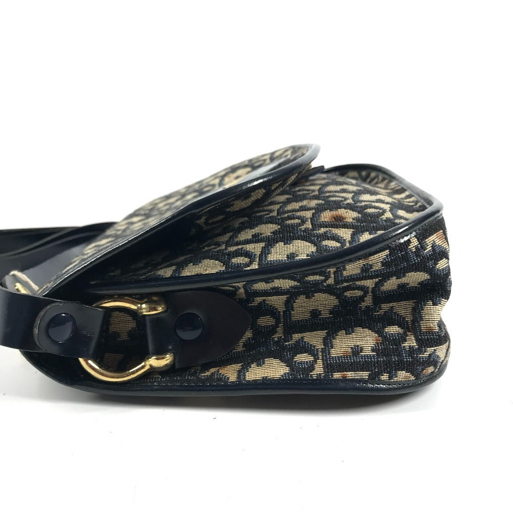 Dior vintage Trotter Logo CD Shoulder bag, flap bag, hand bag Shoulder Bag Leather/Canvas Navy Used