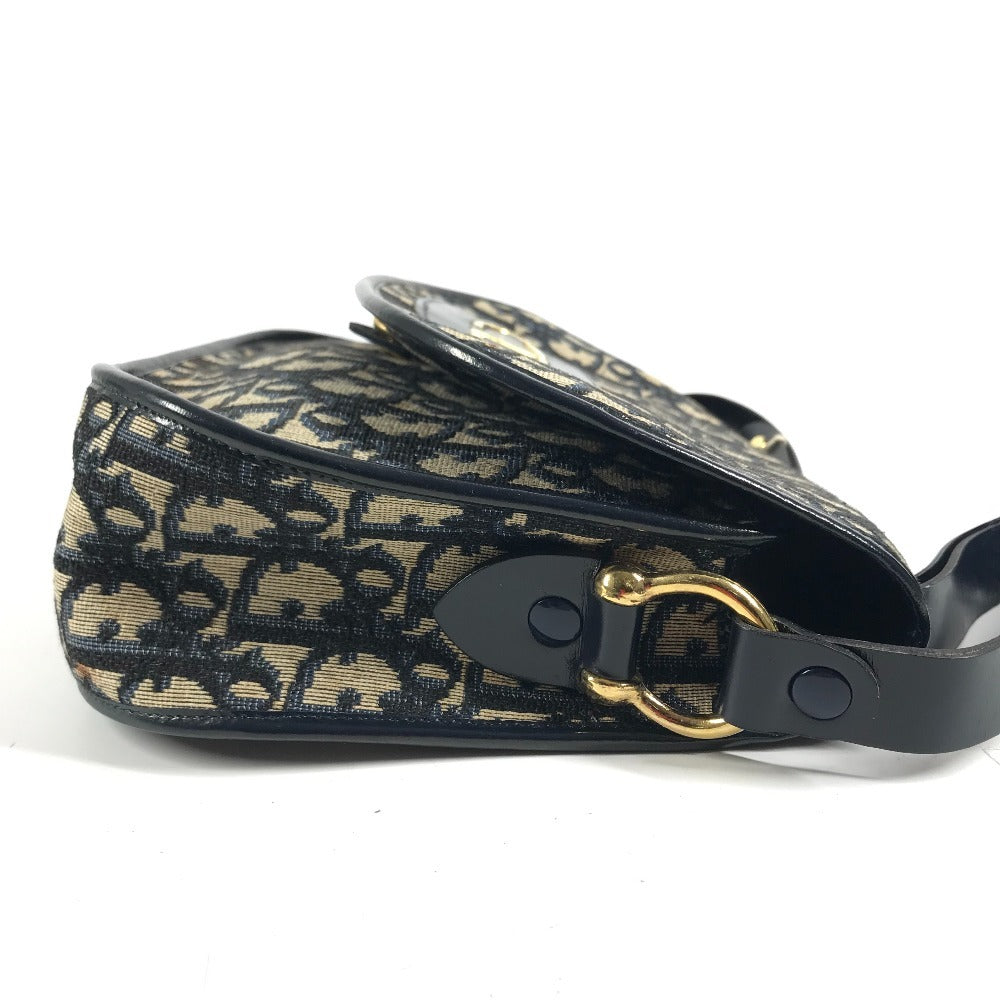 Dior vintage Trotter Logo CD Shoulder bag, flap bag, hand bag Shoulder Bag Leather/Canvas Navy Used
