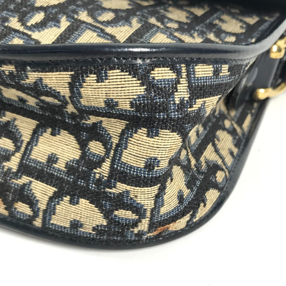 Dior vintage Trotter Logo CD Shoulder bag, flap bag, hand bag Shoulder Bag Leather/Canvas Navy Used