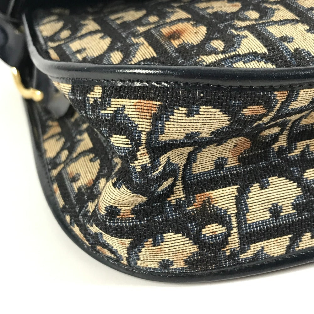Dior vintage Trotter Logo CD Shoulder bag, flap bag, hand bag Shoulder Bag Leather/Canvas Navy Used