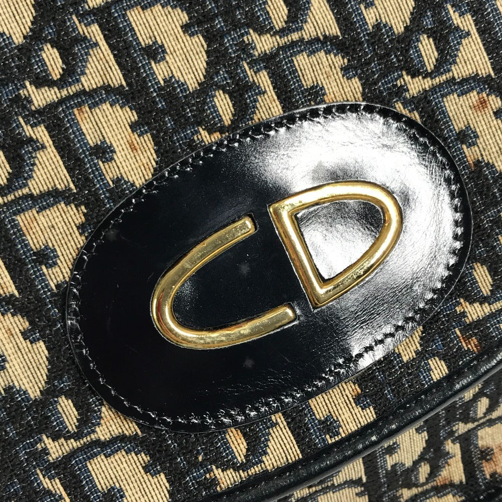 Dior vintage Trotter Logo CD Shoulder bag, flap bag, hand bag Shoulder Bag Leather/Canvas Navy Used