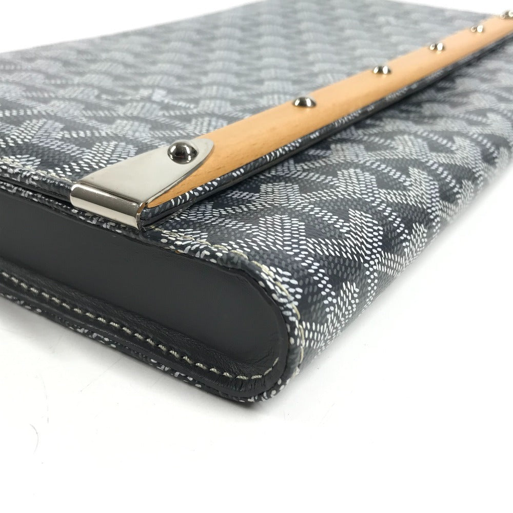 GOYARD Monte Carlo Bag Flap Pouch Clutch bag PVC/Leather Gray Based Used
