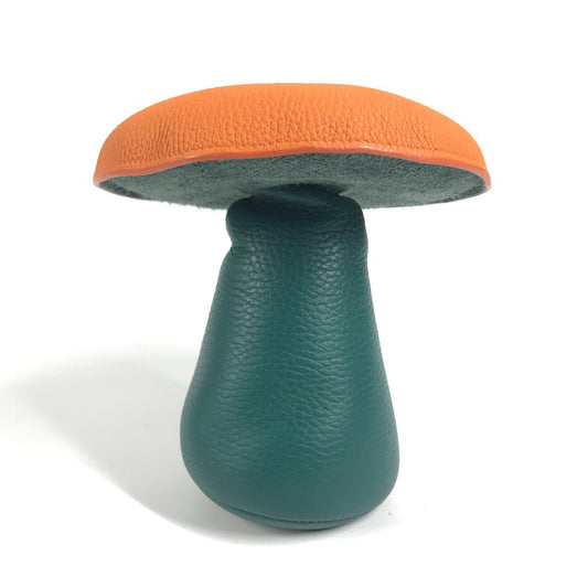 HERMES Bicolor petit h Paperweight Mushroom GM Object interior object Leather Orange/Green Used