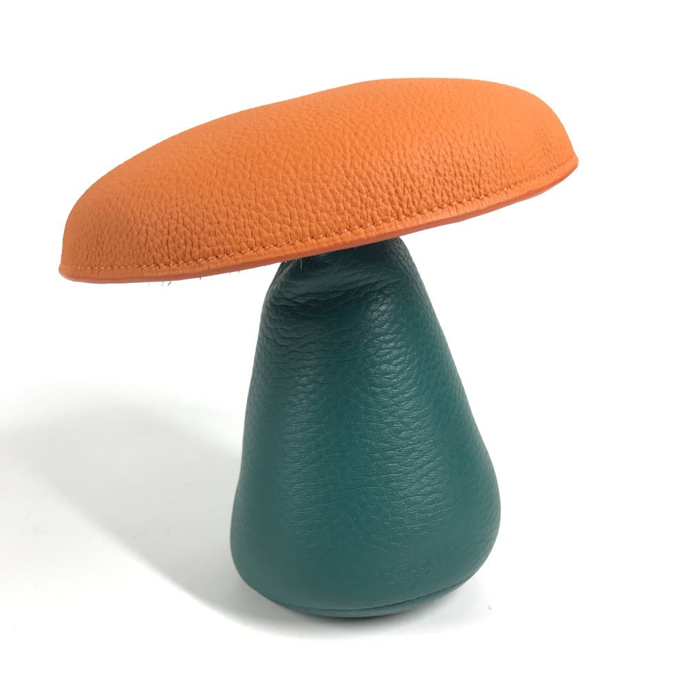 HERMES Bicolor petit h Paperweight Mushroom GM Object interior object Leather Orange/Green Used
