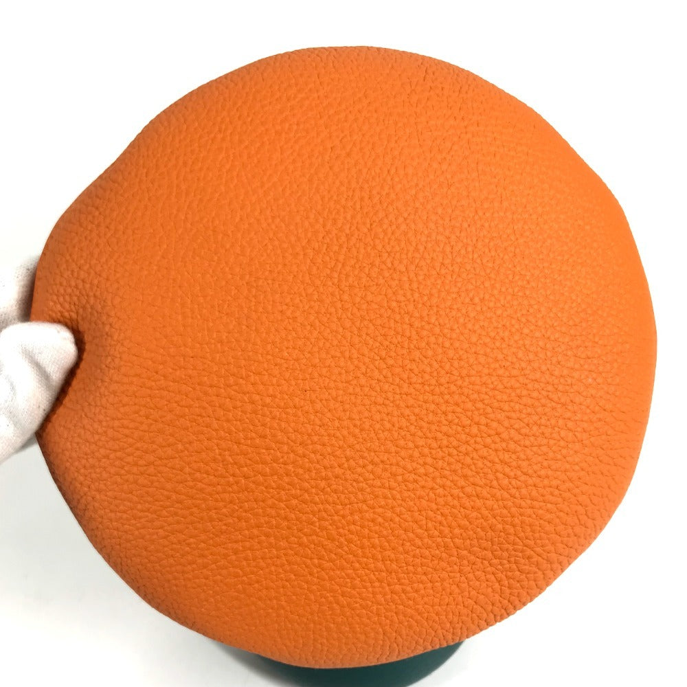 HERMES Bicolor petit h Paperweight Mushroom GM Object interior object Leather Orange/Green Used