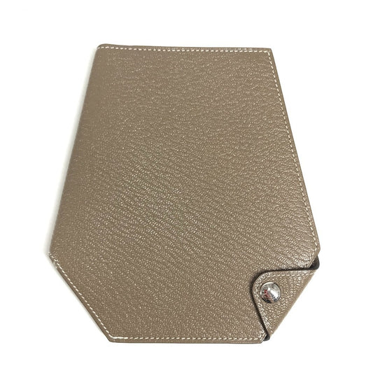 HERMES Bill Compartment Wallet Compact Wallet Clochette Clochette Card Case Pass Case Folded wallet Chevre Etoupe gray Used