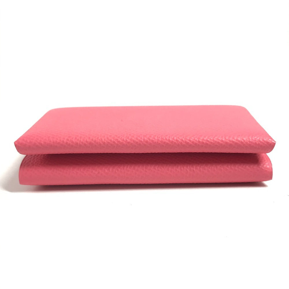 HERMES Business Card Holder Pass Case Calvi Duo Calvi Duo Card Case Coin Compartment coin purse Folded wallet Epsom Rose azare pink Used