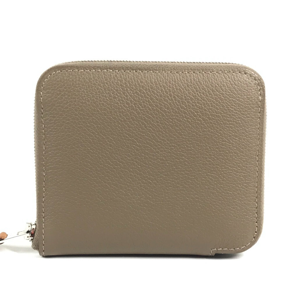 HERMES Zip Around Azap Compact Silk-In Bi-fold Wallet Compact Wallet Coin Compartment coin purse Evercolor Etoupe gray Used
