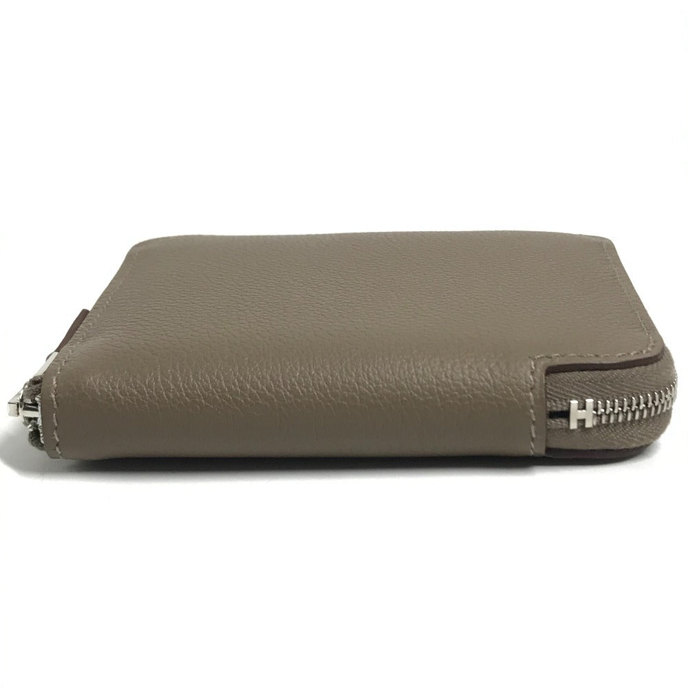 HERMES Zip Around Azap Compact Silk-In Bi-fold Wallet Compact Wallet Coin Compartment coin purse Evercolor Etoupe gray Used