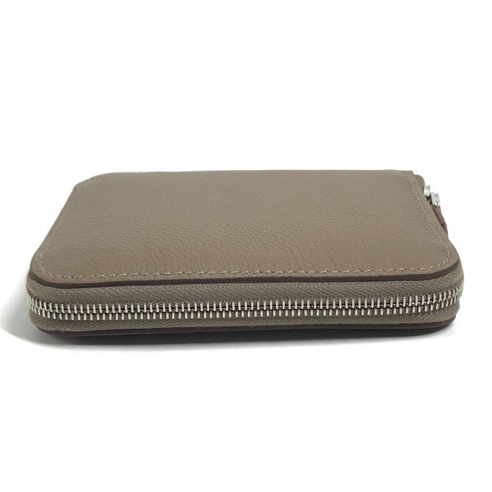 HERMES Zip Around Azap Compact Silk-In Bi-fold Wallet Compact Wallet Coin Compartment coin purse Evercolor Etoupe gray Used