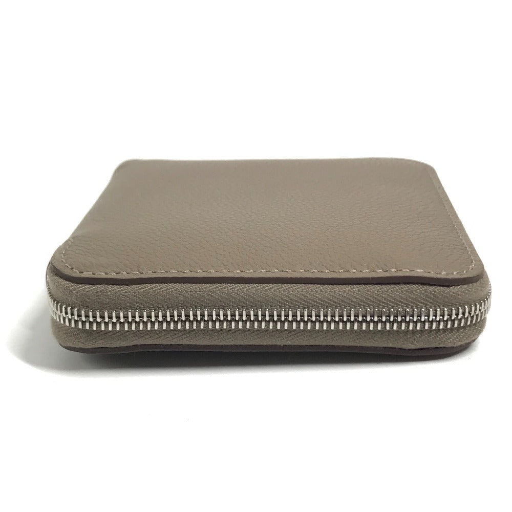 HERMES Zip Around Azap Compact Silk-In Bi-fold Wallet Compact Wallet Coin Compartment coin purse Evercolor Etoupe gray Used