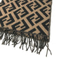 FENDI FXT260 Zucca logo fringe Stole/Shawl (winter clothing) Scarf Cashmere Brown/Black Used
