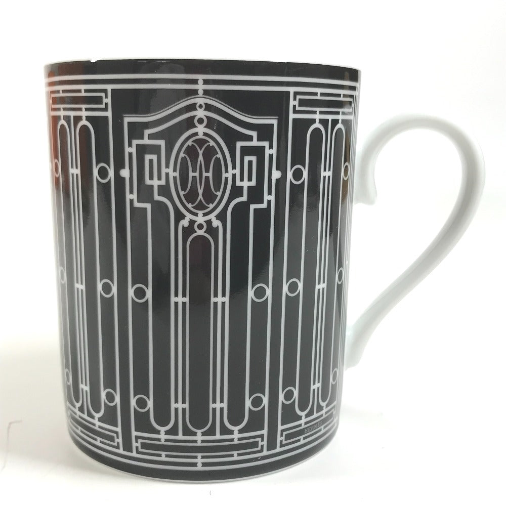 HERMES Pair (2 pieces) H DECO Tableware, cups, coffee cups Mug Pottery Black/White Used