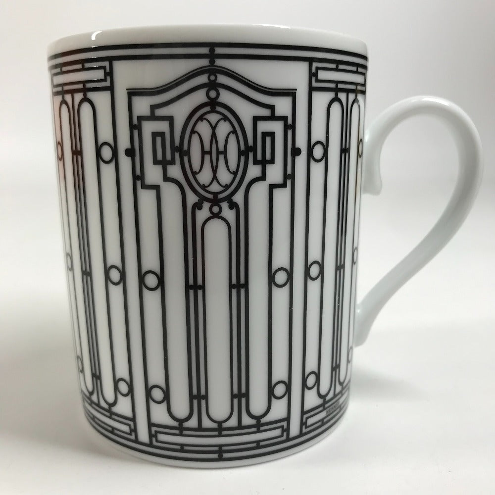 HERMES Pair (2 pieces) H DECO Tableware, cups, coffee cups Mug Pottery Black/White Used