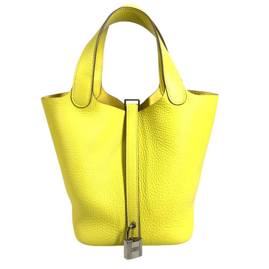 HERMES PicotinLock PM 18 PicotinLock PM PicotinPM Picotin18 Picotin Tote Bag Hand Bag Taurillon Clemence lime yellow/SilverHardware Used