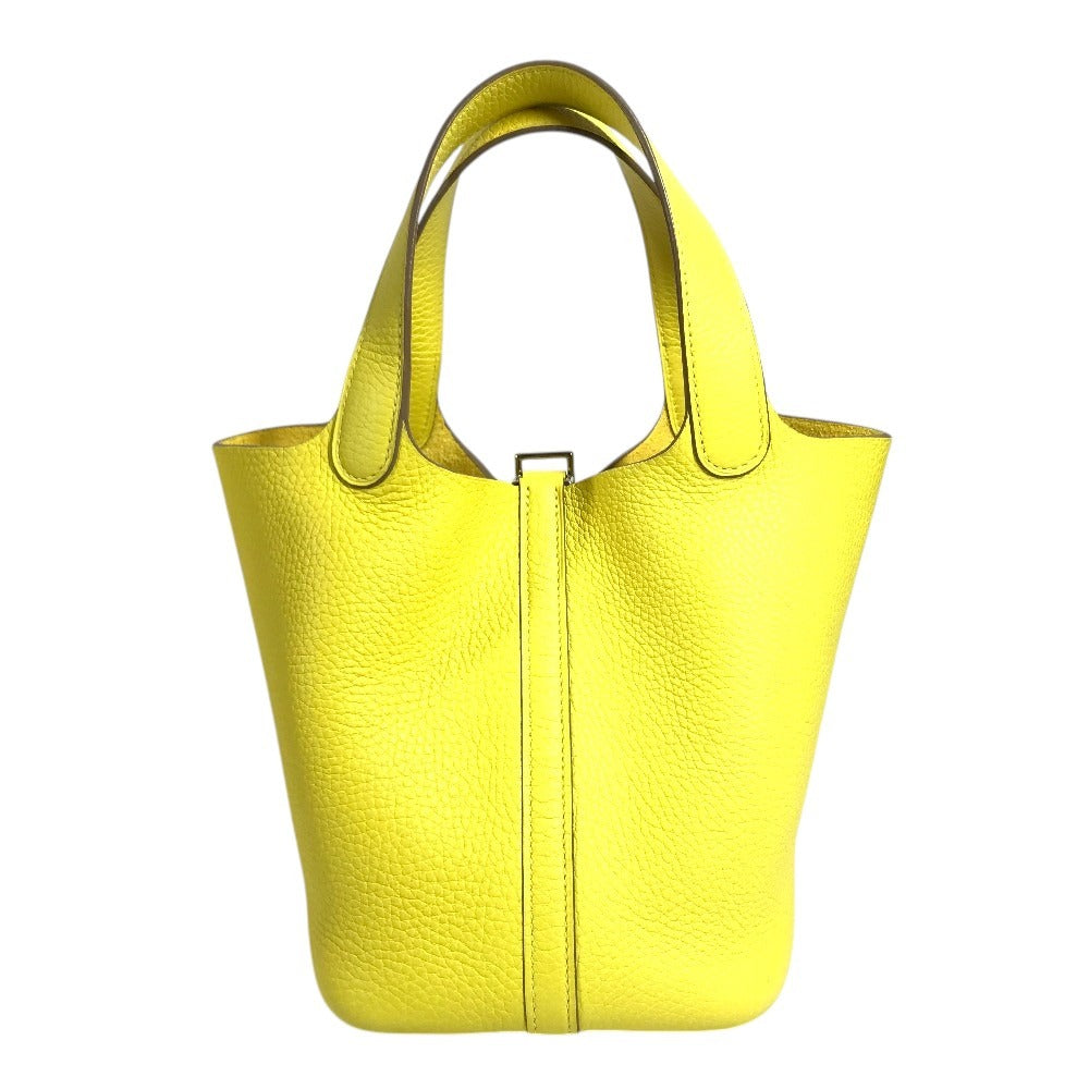 HERMES PicotinLock PM 18 PicotinLock PM PicotinPM Picotin18 Picotin Tote Bag Hand Bag Taurillon Clemence lime yellow/SilverHardware Used