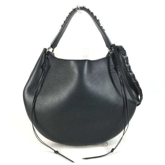 LOEWE 326.62.P66 Chain Fortune Hobo Bags 2WAY Bags Hand Bags Shoulder Bag Leather Black/Silver Used