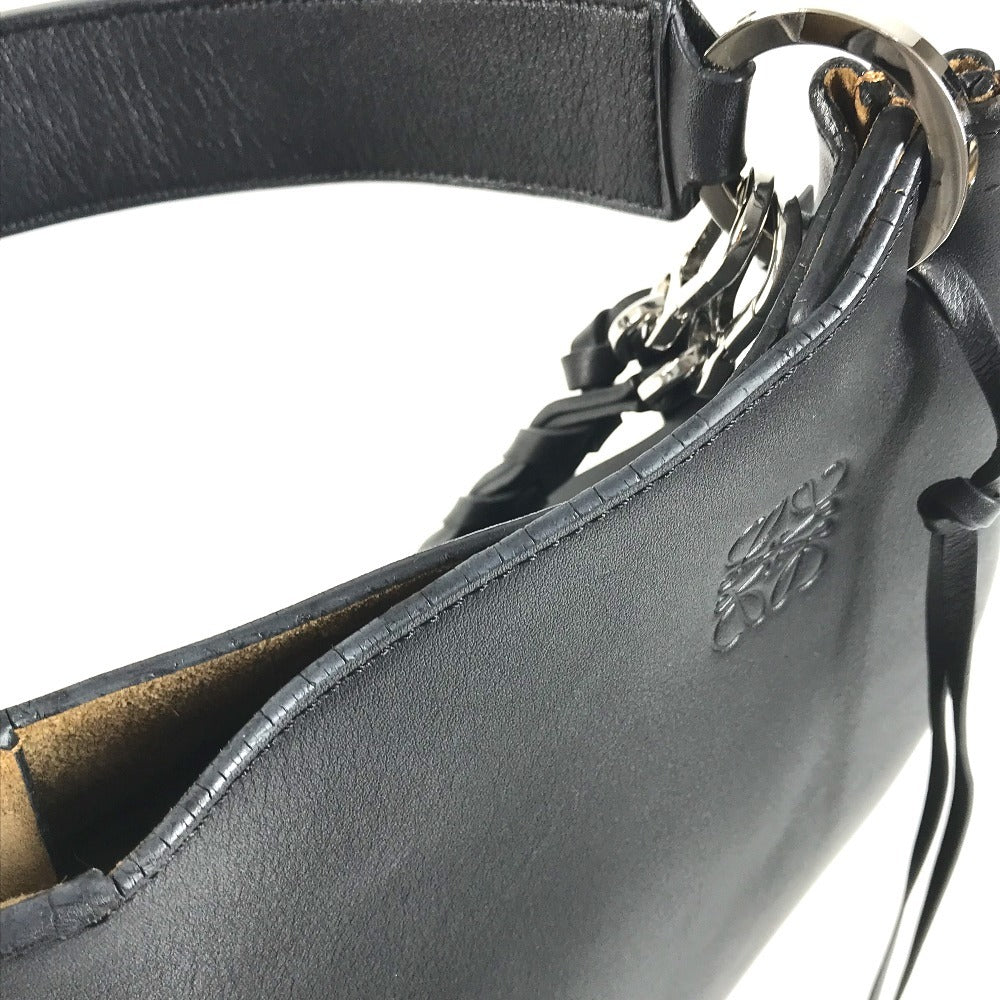 LOEWE 326.62.P66 Chain Fortune Hobo Bags 2WAY Bags Hand Bags Shoulder Bag Leather Black/Silver Used